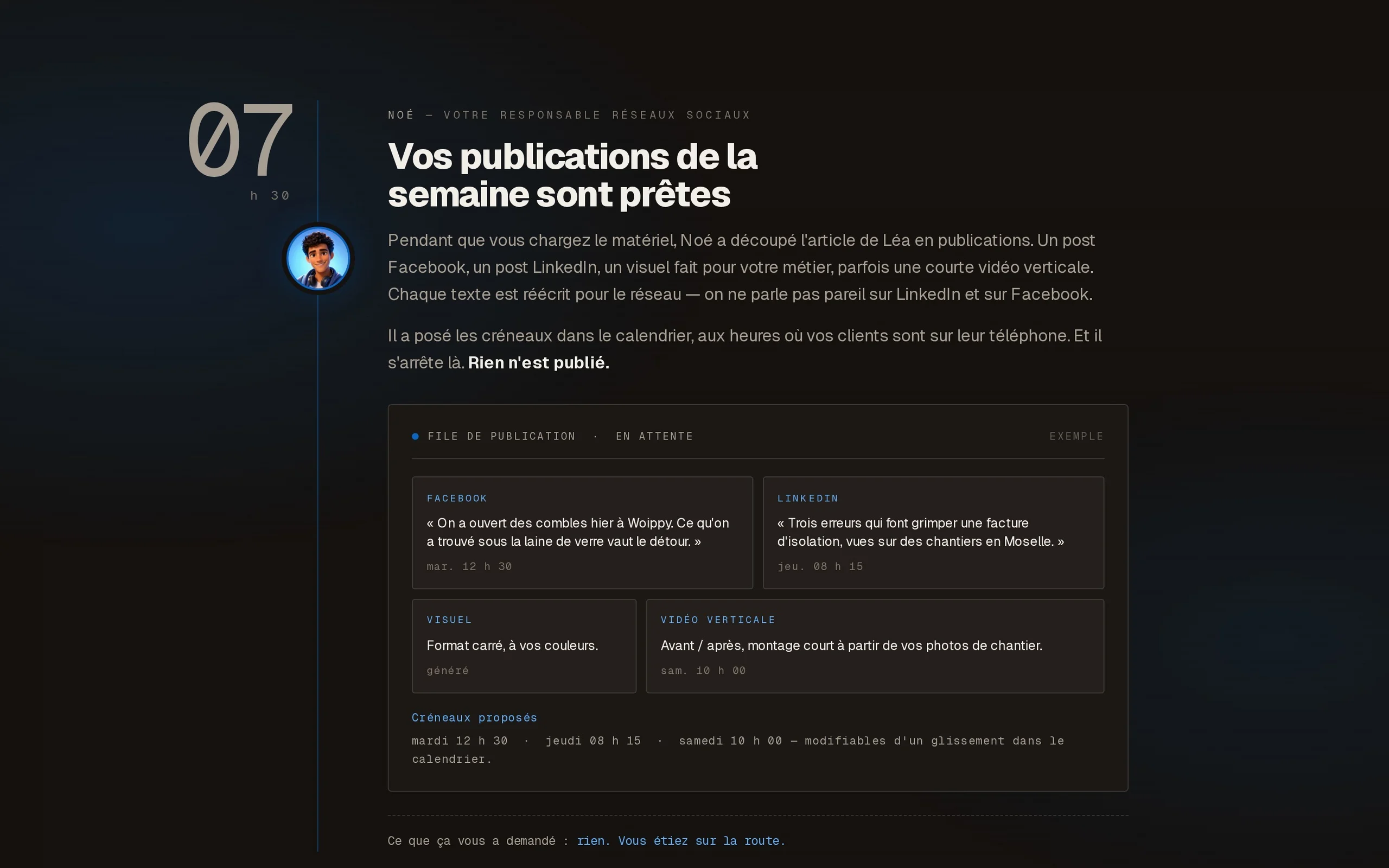 Atelier IA ECWeb, noé · les publications de la semaine · exemple publié