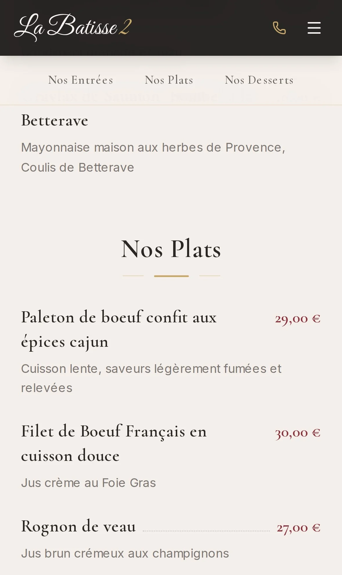 La Batisse 2, la carte, mobile