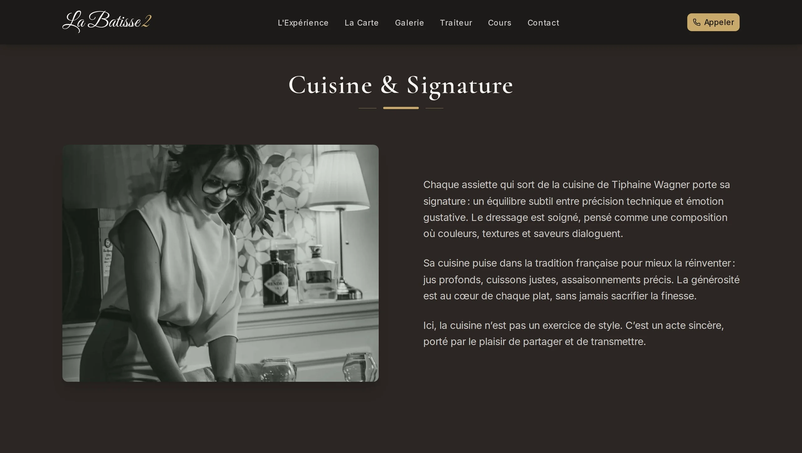 La Batisse 2, cuisine et signature